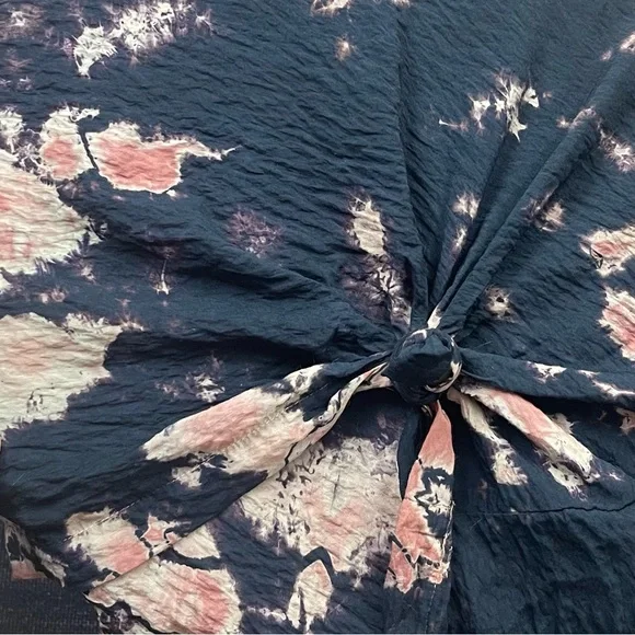 Anthropologie l XS LACAUSA Crinkle Rayon Tie Dye Knotted Hem Slip Dress Cover-up